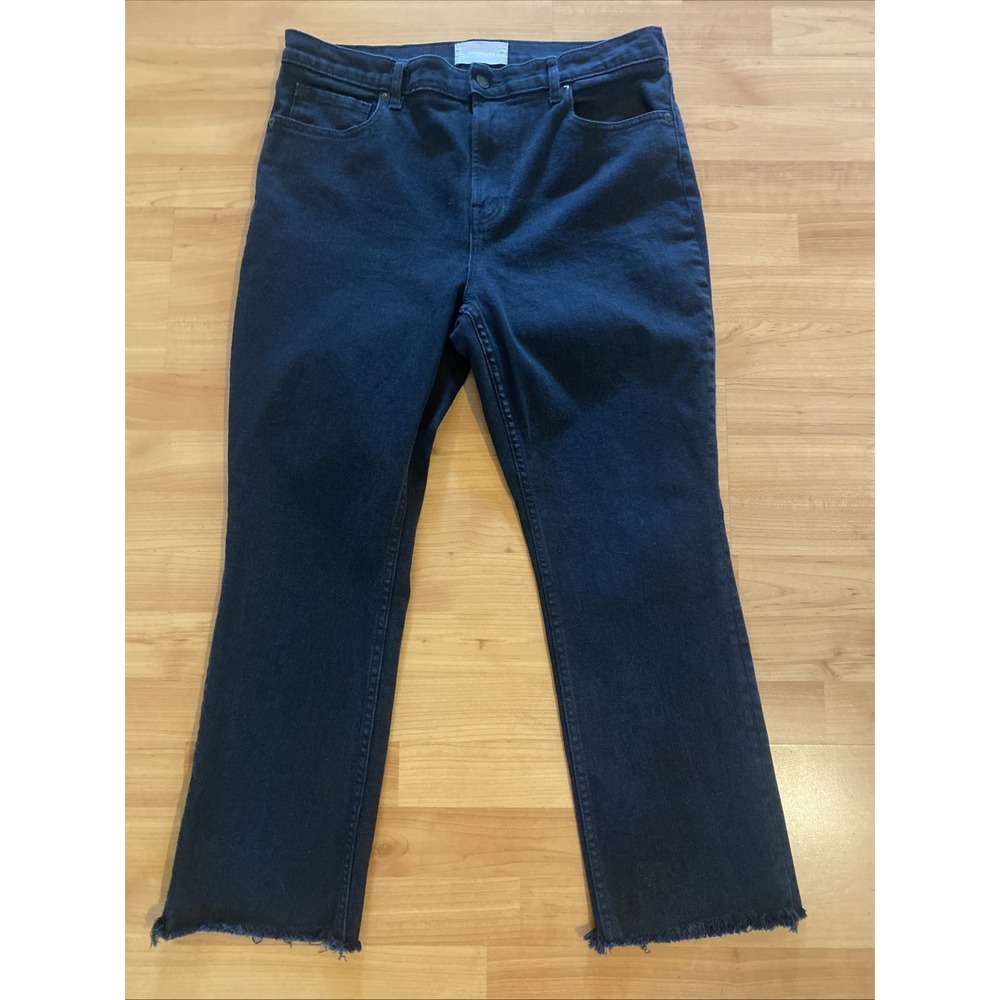 Everlane Jeans Womens Size‎ 32R Black Raw Hem Cotton Blend Stretch High Rise